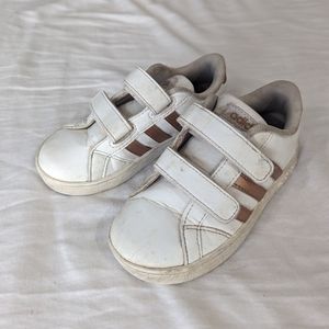 Kids Adidas Sneakers White and Rose Gold Sz 9